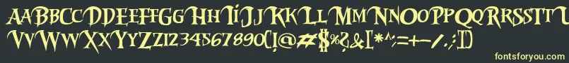 Riky2vamp-fontti – keltaiset fontit mustalla taustalla