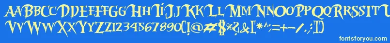 Riky2vamp Font – Yellow Fonts on Blue Background