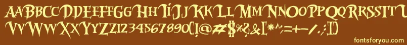 Riky2vamp-Schriftart – Gelbe Schriften auf braunem Hintergrund