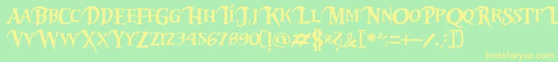 Riky2vamp Font – Yellow Fonts on Green Background