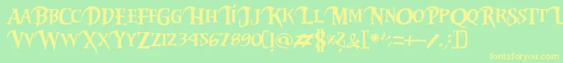 フォントRiky2vamp – 黄色の文字が緑の背景にあります