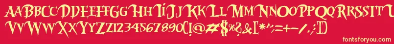 Шрифт Riky2vamp – жёлтые шрифты на красном фоне