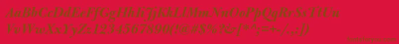 Więcej informacji o czcionce BulmermtstdBolditalicdisp Czcionka BulmermtstdBolditalicdisp – brązowe czcionki na czerwonym tle