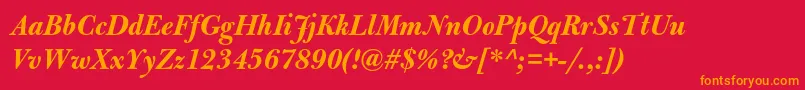 BulmermtstdBolditalicdisp Font – Orange Fonts on Red Background