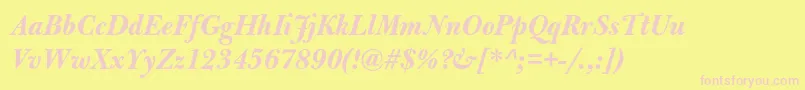 Weitere Informationen zur BulmermtstdBolditalicdisp-Schriftart BulmermtstdBolditalicdisp-Schriftart – Rosa Schriften auf gelbem Hintergrund