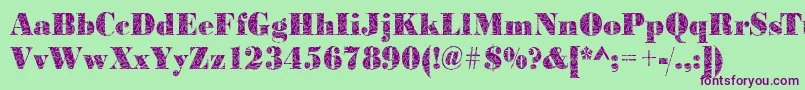 Czcionka BodonibrokenglassRegular – fioletowe czcionki na zielonym tle