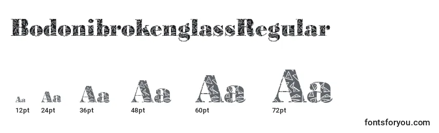 Размеры шрифта BodonibrokenglassRegular