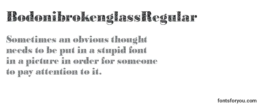 Review of the BodonibrokenglassRegular Font