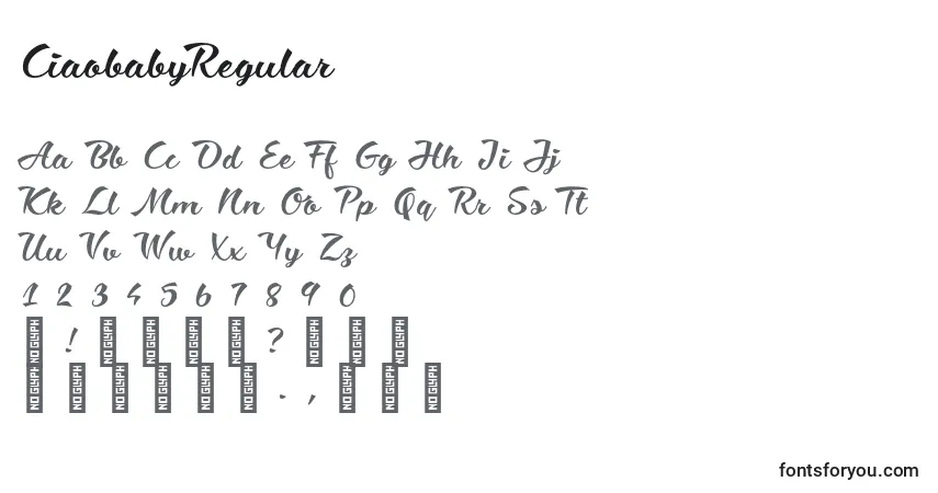 Czcionka CiaobabyRegular – alfabet, cyfry, specjalne znaki