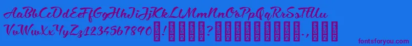 CiaobabyRegular-Schriftart – Violette Schriften auf blauem Hintergrund