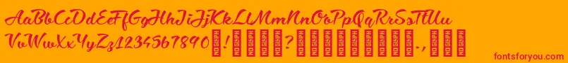 CiaobabyRegular-Schriftart – Rote Schriften auf orangefarbenem Hintergrund