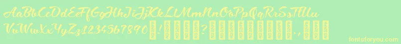 CiaobabyRegular-Schriftart – Gelbe Schriften auf grünem Hintergrund