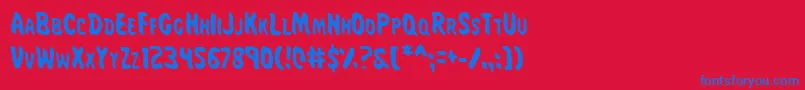 MissAmandaJonesCond-Schriftart – Blaue Schriften auf rotem Hintergrund