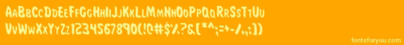 MissAmandaJonesCond-Schriftart – Gelbe Schriften auf orangefarbenem Hintergrund