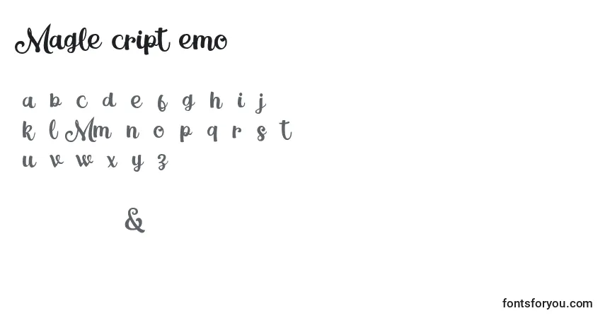 A fonte MagleScriptDemo – alfabeto, números, caracteres especiais