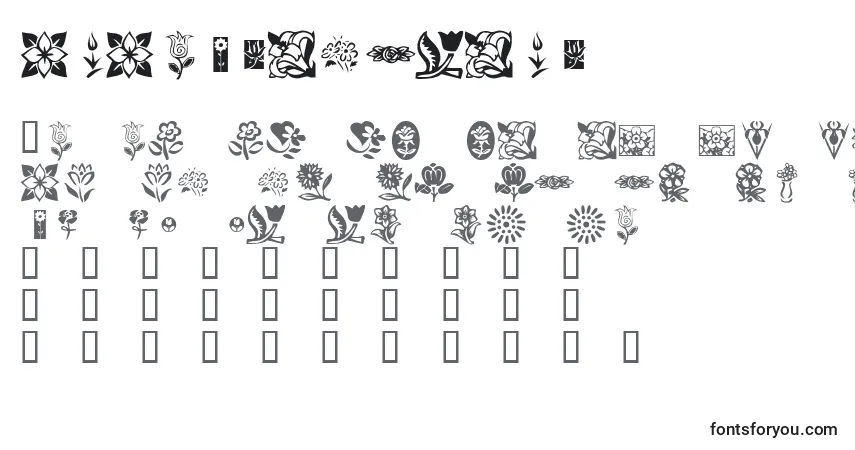 Schriftart KrKatsFlowers – Alphabet, Zahlen, spezielle Symbole