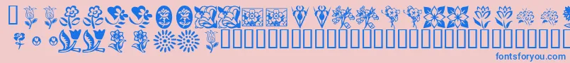 KrKatsFlowers Font – Blue Fonts on Pink Background