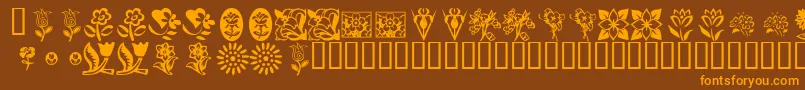 KrKatsFlowers Font – Orange Fonts on Brown Background