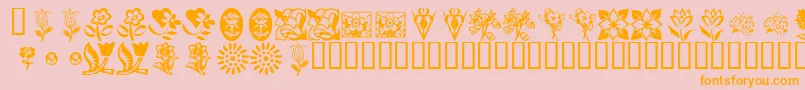 KrKatsFlowers Font – Orange Fonts on Pink Background