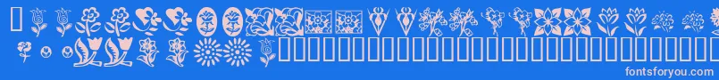 KrKatsFlowers Font – Pink Fonts on Blue Background