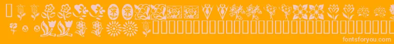 KrKatsFlowers Font – Pink Fonts on Orange Background