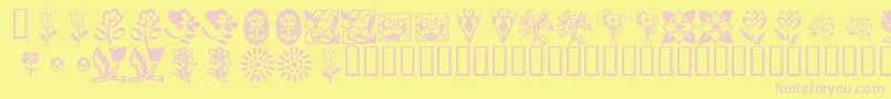 KrKatsFlowers-Schriftart – Rosa Schriften auf gelbem Hintergrund