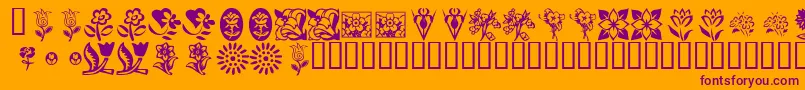 KrKatsFlowers Font – Purple Fonts on Orange Background