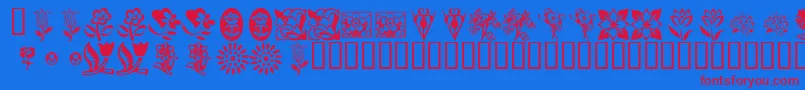 KrKatsFlowers Font – Red Fonts on Blue Background