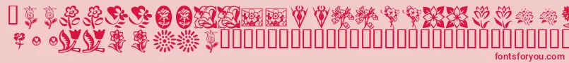 KrKatsFlowers Font – Red Fonts on Pink Background