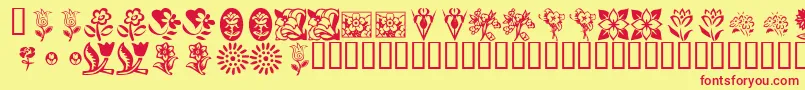 KrKatsFlowers Font – Red Fonts on Yellow Background