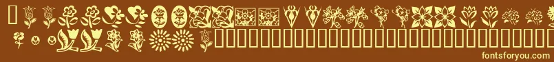 KrKatsFlowers Font – Yellow Fonts on Brown Background