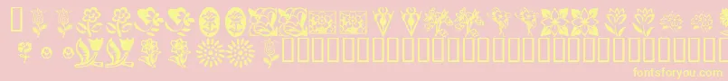 KrKatsFlowers Font – Yellow Fonts on Pink Background