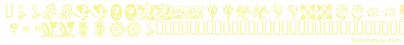 Шрифт KrKatsFlowers – жёлтые шрифты на белом фоне