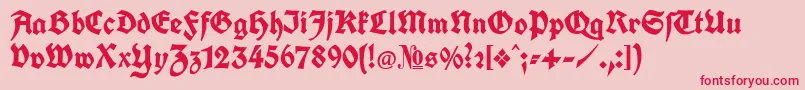 KochFetteDeutscheSchrift-Schriftart – Rote Schriften auf rosa Hintergrund
