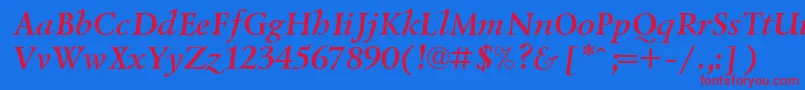 Lzr4-fontti – punaiset fontit sinisellä taustalla