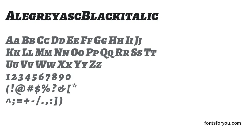 Schriftart AlegreyascBlackitalic – Alphabet, Zahlen, spezielle Symbole