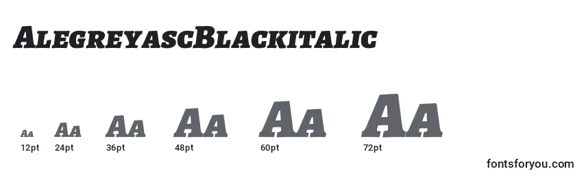 Размеры шрифта AlegreyascBlackitalic