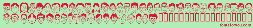 Sakabepeople03 Font – Red Fonts on Green Background