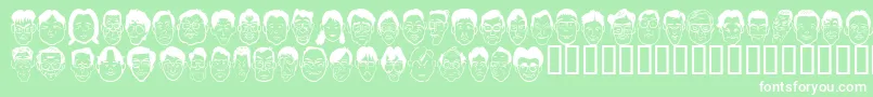 Sakabepeople03-Schriftart – Weiße Schriften auf grünem Hintergrund