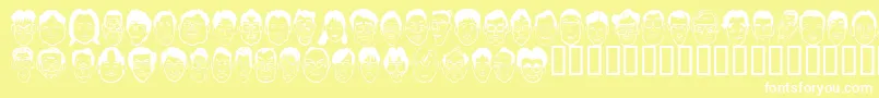 Sakabepeople03-Schriftart – Weiße Schriften auf gelbem Hintergrund