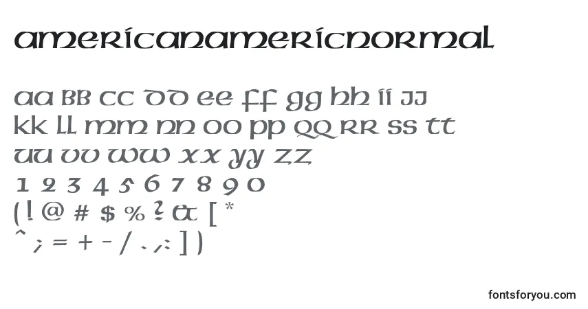 Czcionka AmericanAmericNormal – alfabet, cyfry, specjalne znaki