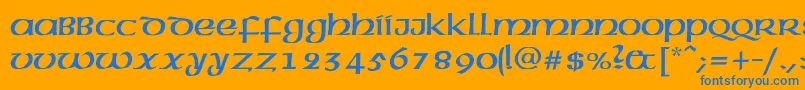 フォントAmericanAmericNormal – オレンジの背景に青い文字