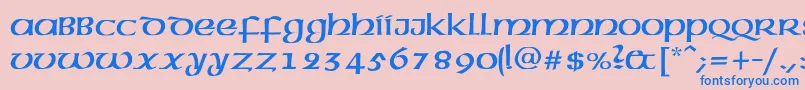 フォントAmericanAmericNormal – ピンクの背景に青い文字