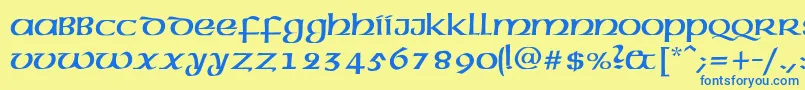 Шрифт AmericanAmericNormal – синие шрифты на жёлтом фоне