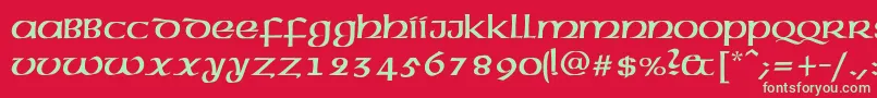 フォントAmericanAmericNormal – 赤い背景に緑の文字