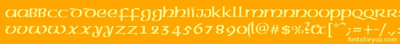 フォントAmericanAmericNormal – オレンジの背景に黄色の文字