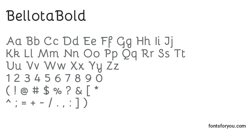 Schriftart BellotaBold – Alphabet, Zahlen, spezielle Symbole