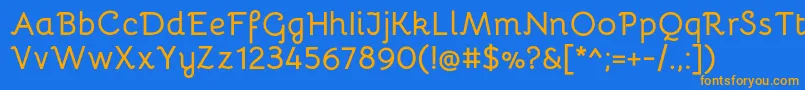フォントBellotaBold – オレンジ色の文字が青い背景にあります。