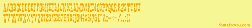 Youngerbrosdropcaps-Schriftart – Orangefarbene Schriften auf gelbem Hintergrund