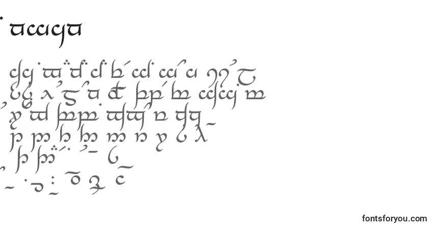 A fonte Tngan – alfabeto, números, caracteres especiais